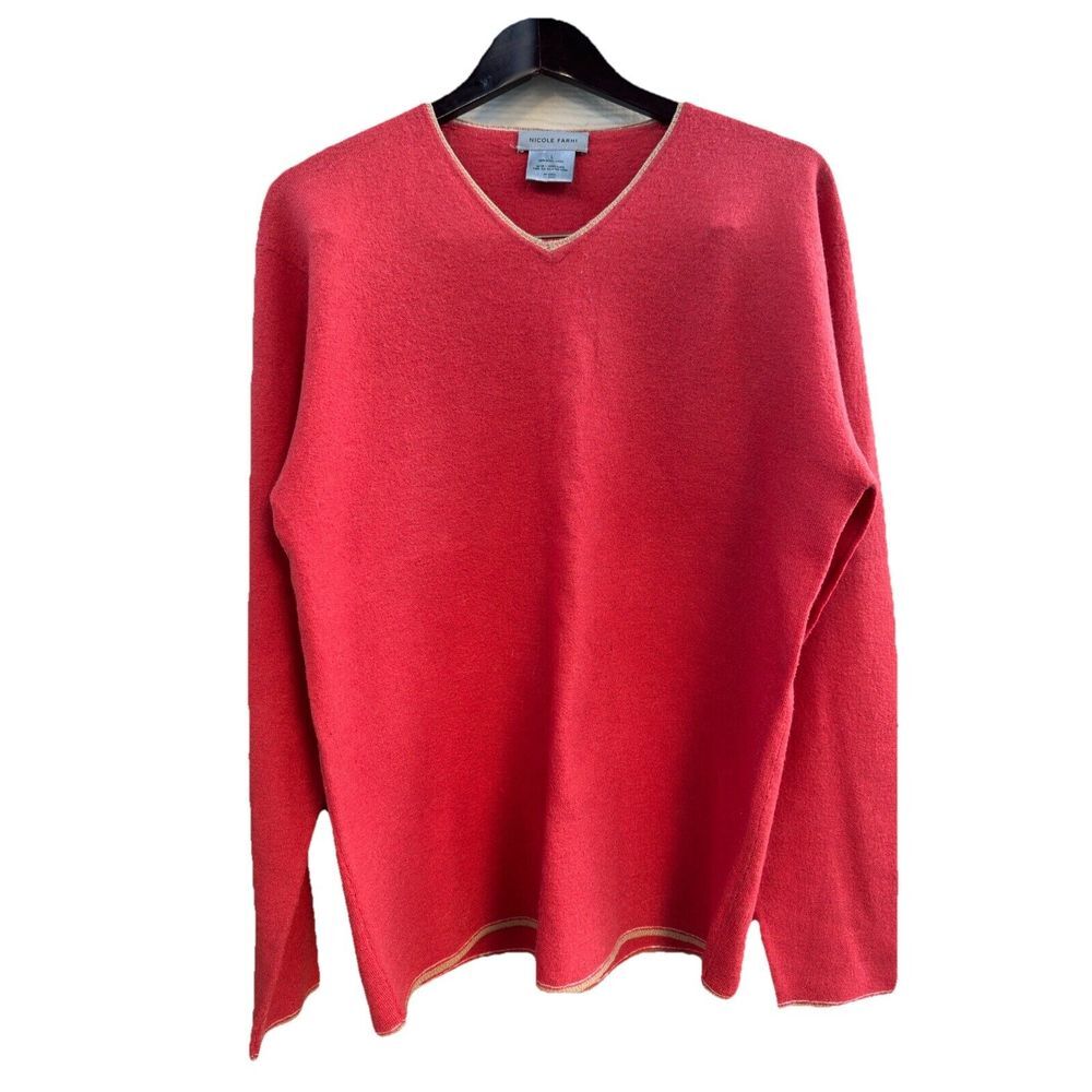 nicole farhi‎ pullover Sweater Women  100% Wool  Size Large Orange